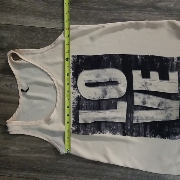 Damyller Peach "LOVE" Sheer Graphic Tank Top Size Large - Picture 5 of 6